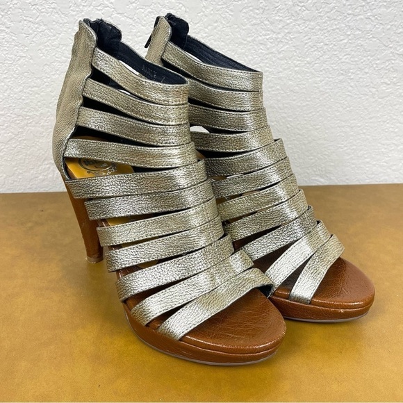 Jeffrey Campbell Handmade Ibiza Last Gold Marly Heels Size 7 Women - Picture 1 of 15